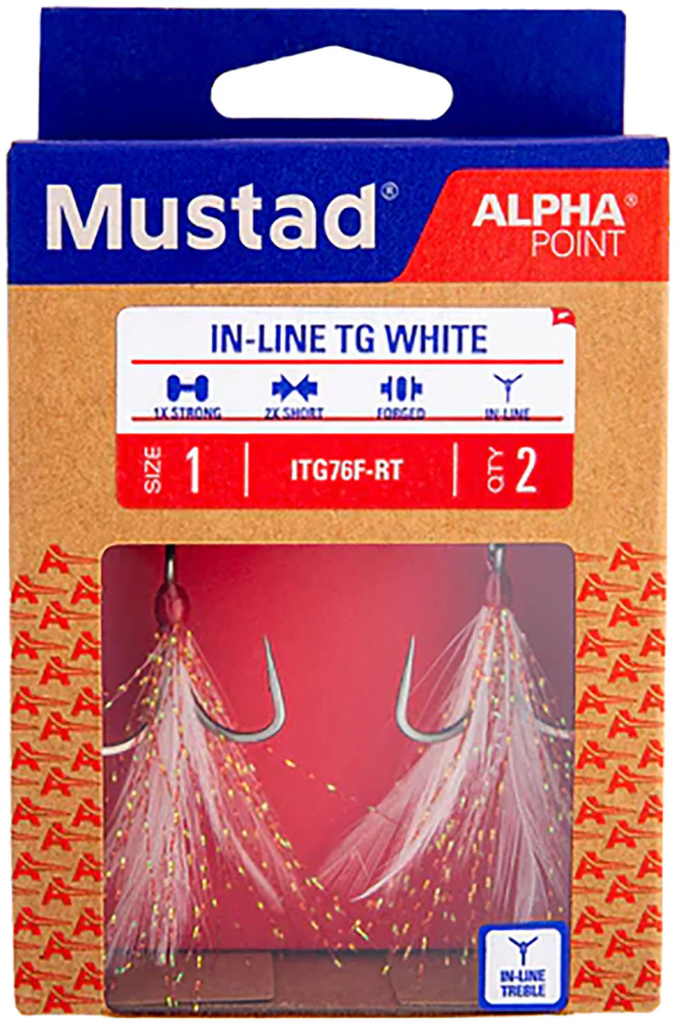 Mustad Alpha-Point In-Line Triple Grip Feathered Hooks - 2 Pack - Image 4