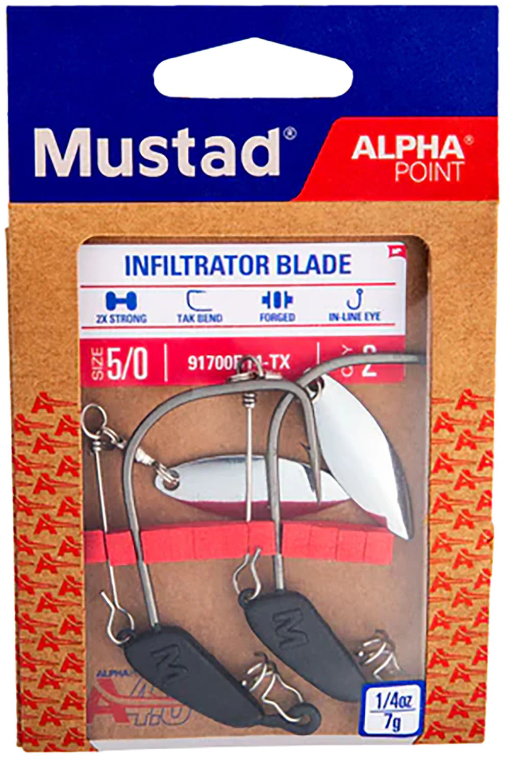 Mustad Alpha-Point Infiltrator Weighted Bladed Hook - 2 Pack - Image 2