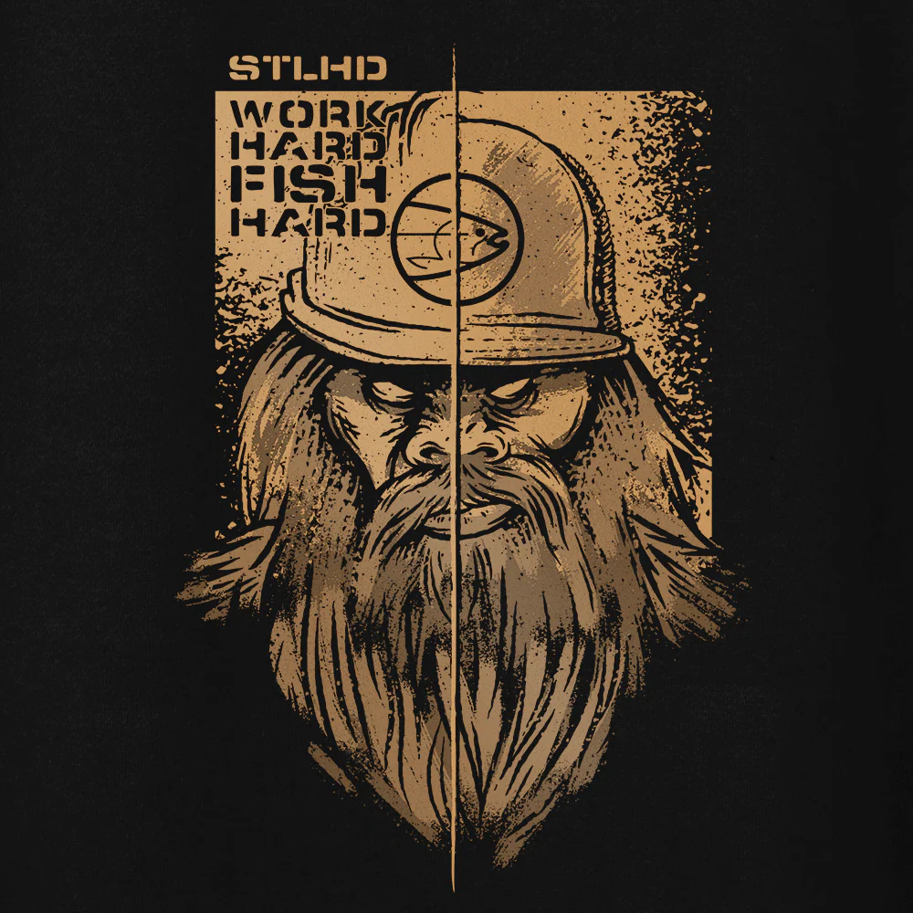 STLHD Men’s Work Hard Fish Hard Premium Hoodie - Image 2