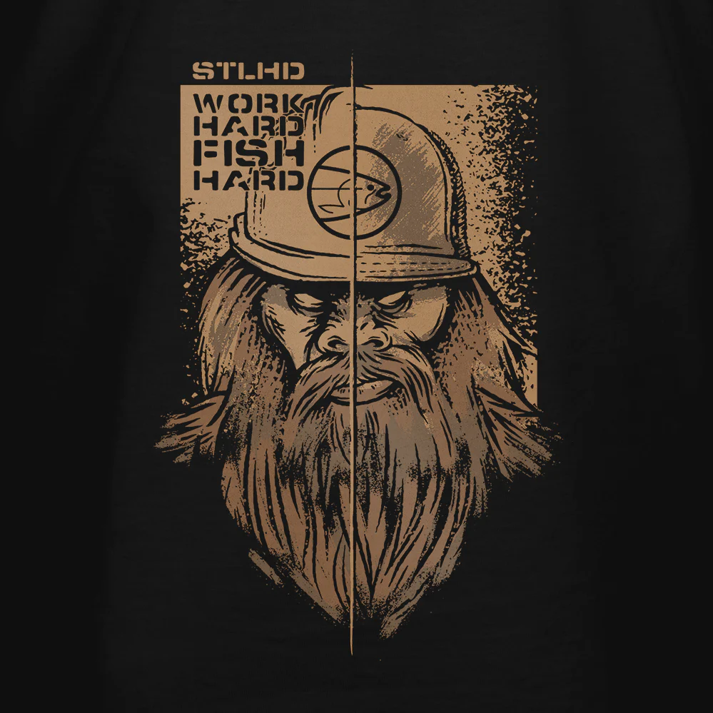 STLHD Men’s Work Hard Fish Hard T-Shirt - Image 2