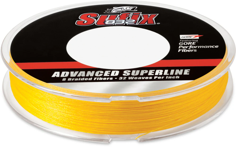 Sufix 832 Advanced Superline High-Vis Yellow Braided Line - 300 Yard Filler Spool